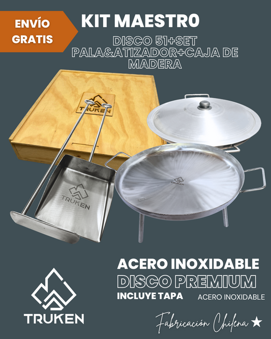 Kit Maestro – Disco + Caja de Madera + Set Pala & Atizador