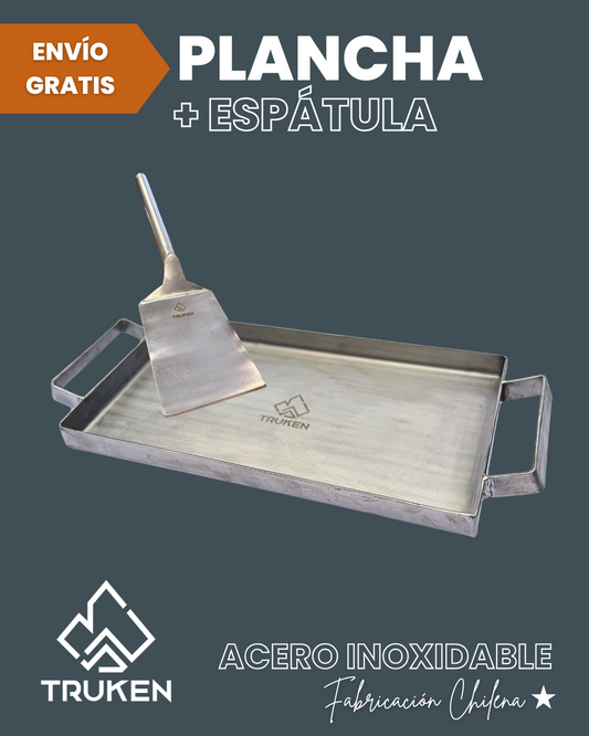Plancha churrasquera + Espátula de acero inoxidable
