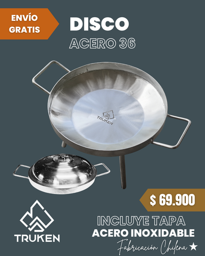 Disco de acero inoxidable 36 con tapa