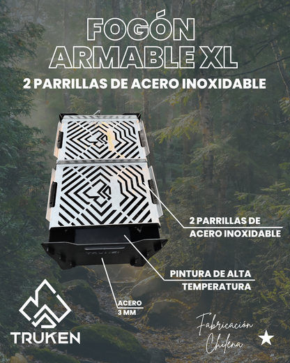 Fogón Armable XL + 2 Parrillas inoxidables