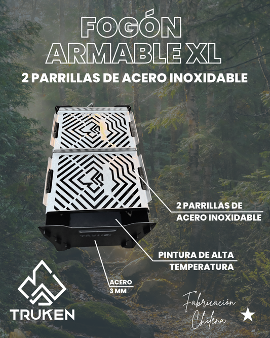 Fogón Armable XL + 2 Parrillas inoxidables