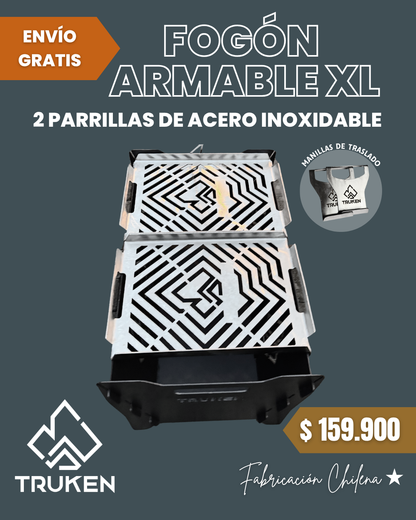 Fogón Armable XL + 2 Parrillas inoxidables