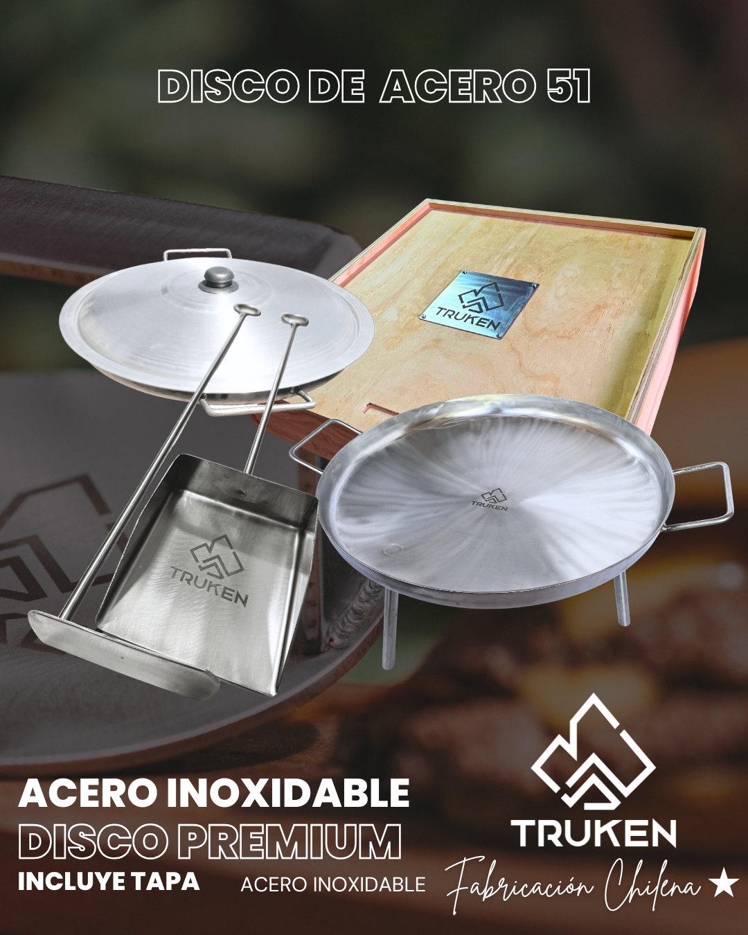 Kit Maestro – Disco + Caja de Madera + Set Pala & Atizador