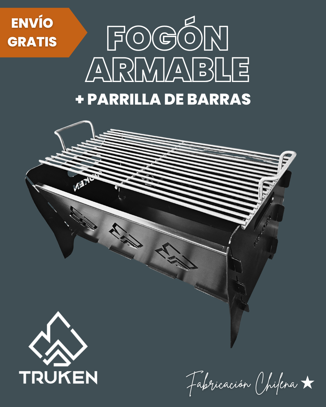 Fogón + Parrilla de barras inoxidable