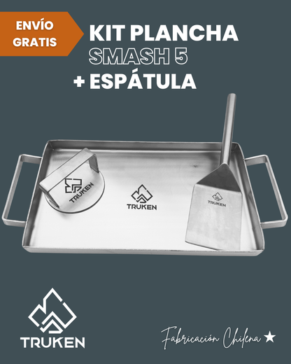 Plancha + Smash + Espátula Acero Inoxidable Truken