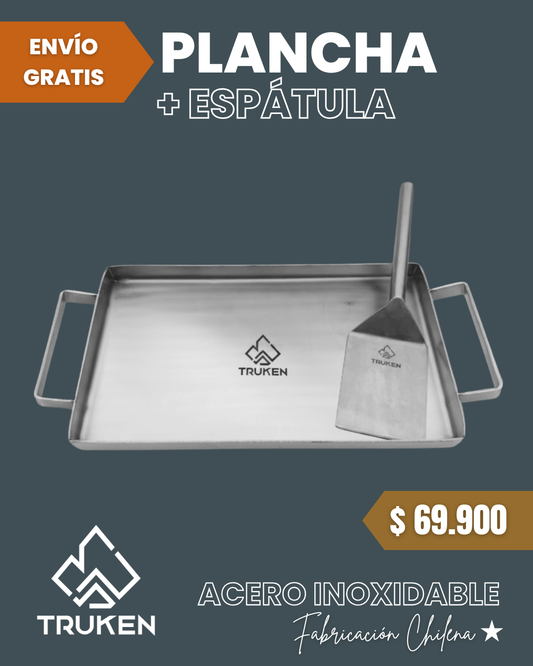 Plancha churrasquera + Espátula de acero inoxidable