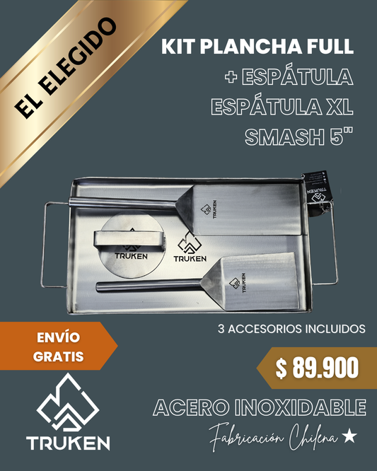 Kit Plancha Full - Plancha + 2 Espátulas + Smash5
