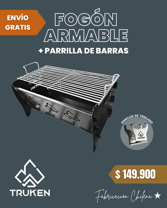Fogón + Parrilla de barras inoxidable