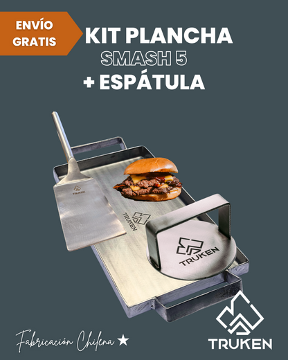 Plancha + Smash + Espátula Acero Inoxidable Truken