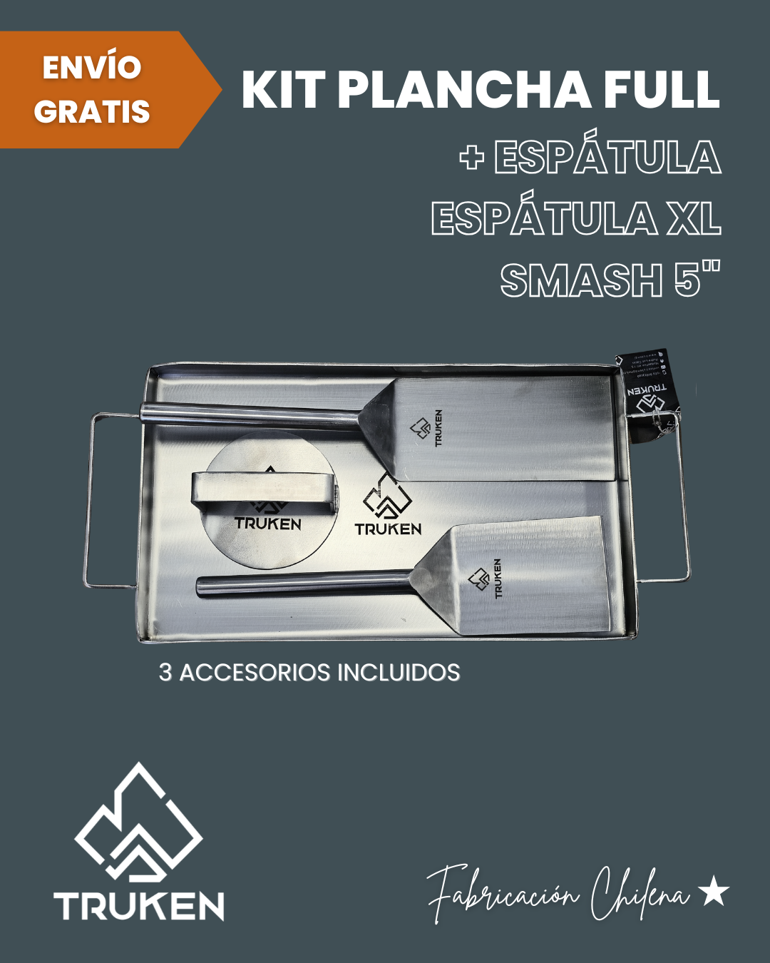 Kit Plancha Full - Plancha + 2 Espátulas + Smash5